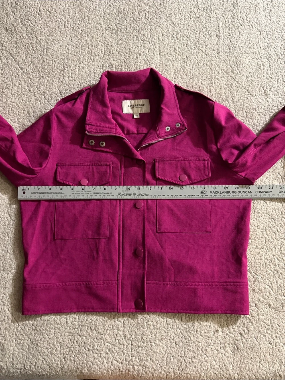 Liverpool Fuchsia Kiss Utility Jacket Size Medium